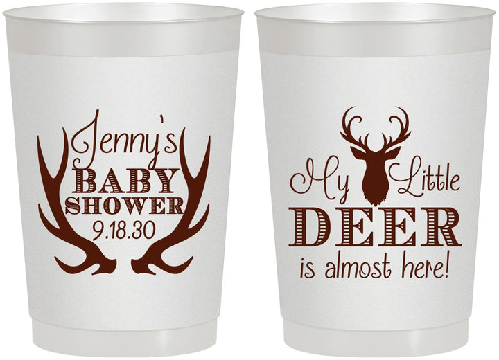 Personalized Baby Shower 22 oz Frosted Cups - My Little Deer | 90124