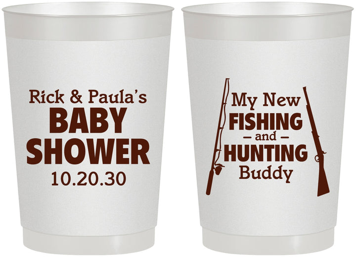 Personalized Baby Shower 22 oz Frosted Cups - Fishing Hunting | 90126