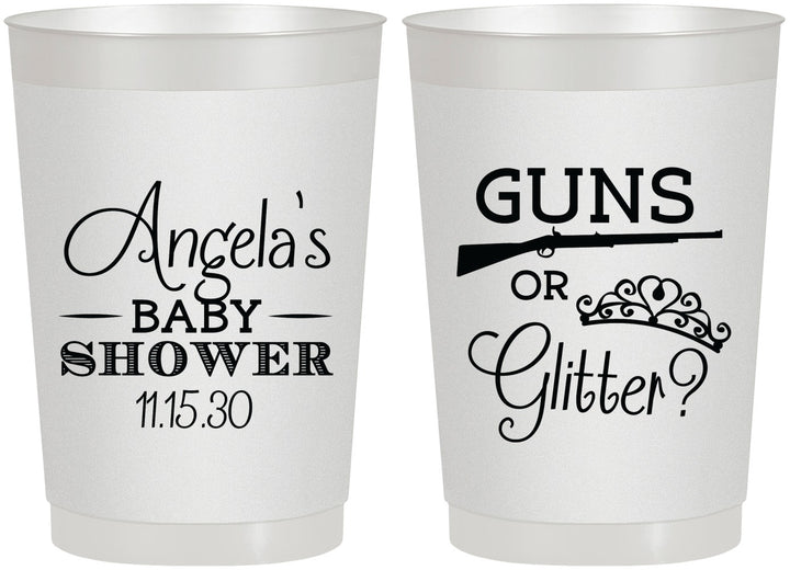 Personalized Baby Shower 22 oz Frosted Cups - Guns Or Glitter | 90130