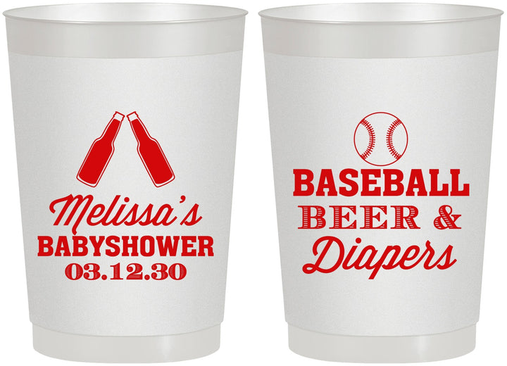 Personalized Baby Shower 22 oz Frosted Cups - Baseball Beer Diapers | 90132