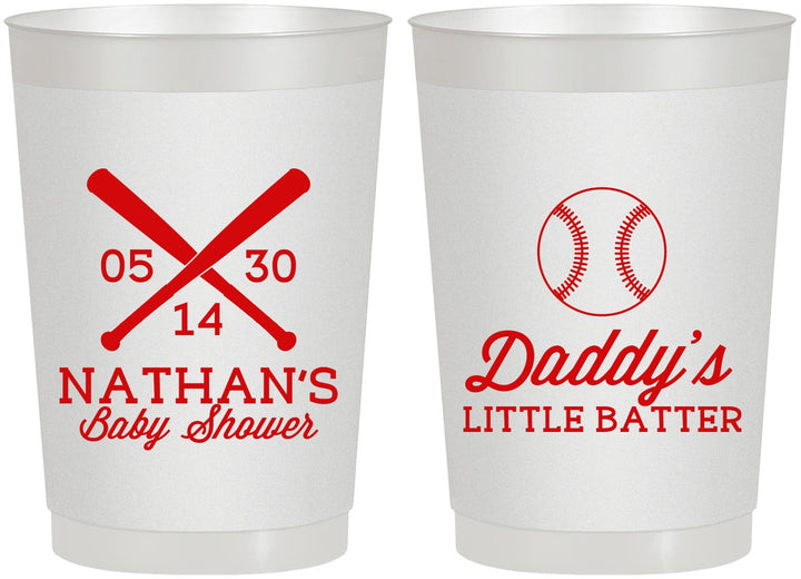 Personalized Baby Shower 22 oz Frosted Cups - Baseball Little Batter | 90136