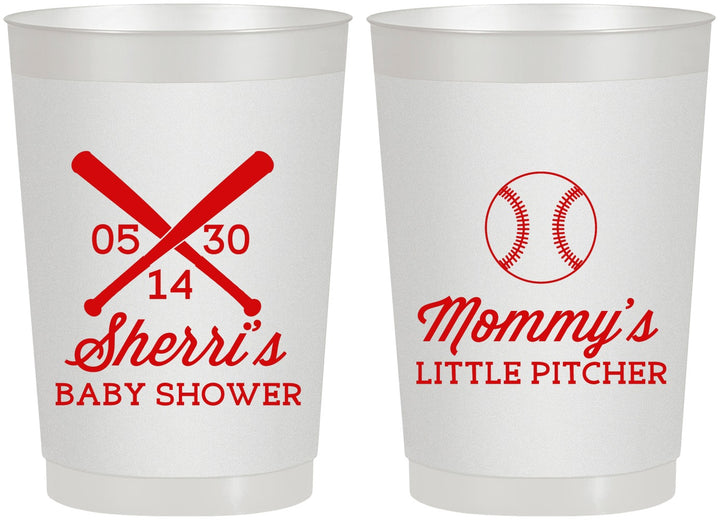 Personalized Baby Shower 22 oz Frosted Cups - Baseball Little Pitcher | 90137