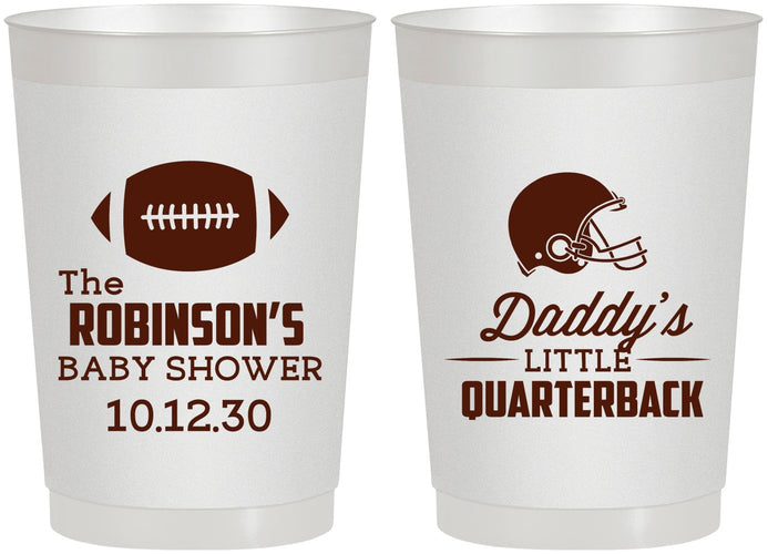 Personalized Baby Shower 22 oz Frosted Cups - Football Little Quarterback | 90138