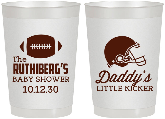 Personalized Baby Shower 22 oz Frosted Cups - Football Little Kicker | 90139