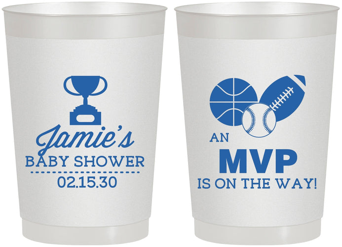 Personalized Baby Shower 22 oz Frosted Cups - Sports Mvp | 90141