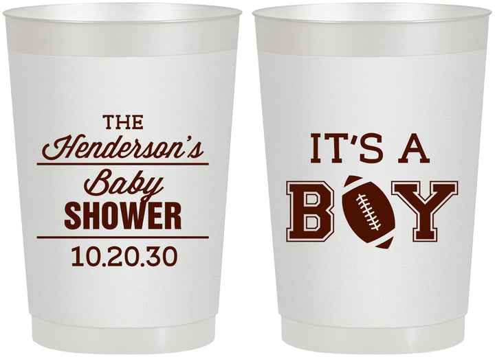 Personalized Baby Shower 22 oz Frosted Cups - Football | 90142