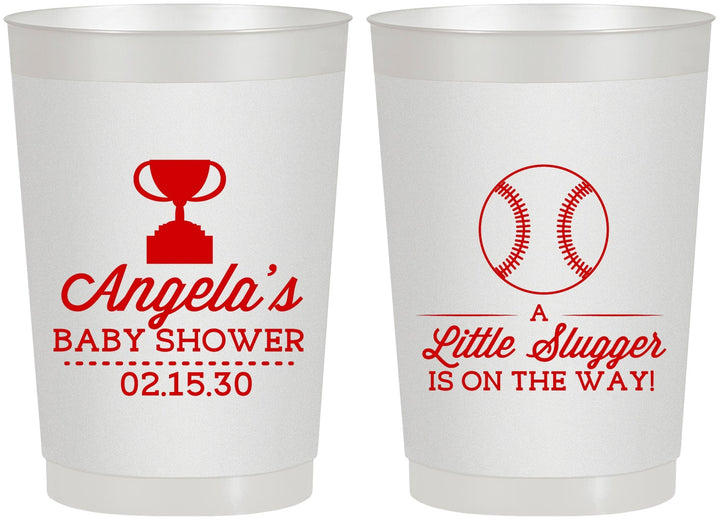 Personalized Baby Shower 22 oz Frosted Cups - Baseball Little Slugger | 90145