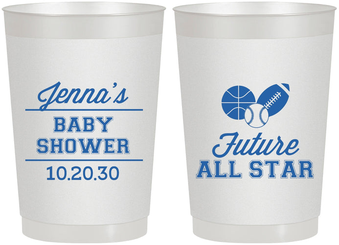 Personalized Baby Shower 22 oz Frosted Cups - Future All Star | 90146