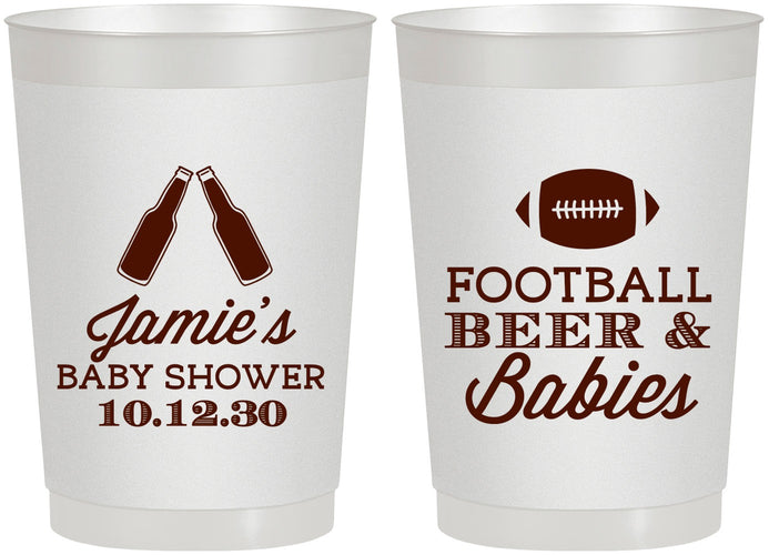 Personalized Baby Shower 22 oz Frosted Cups - Football Beer Babies | 90147