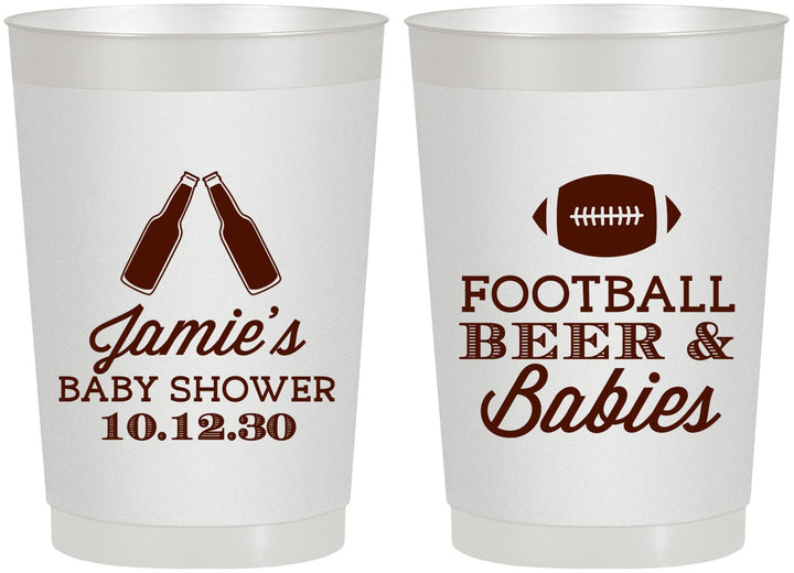 Personalized Baby Shower 22 oz Frosted Cups - Football Beer Babies | 90147