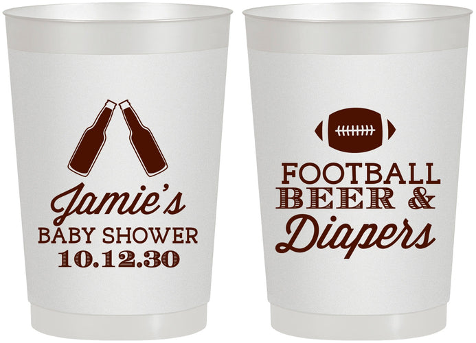 Personalized Baby Shower 22 oz Frosted Cups - Football Beer Diapers | 90148