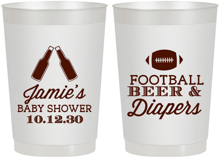 Personalized Baby Shower 22 oz Frosted Cups - Football Beer Diapers | 90148
