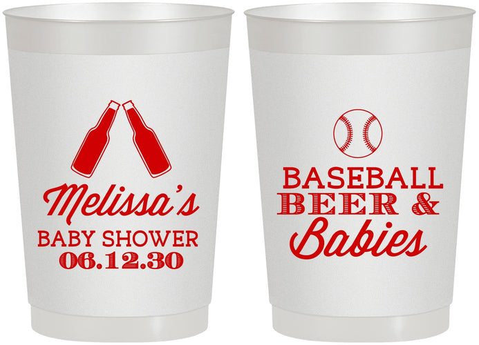 Personalized Baby Shower 22 oz Frosted Cups - Baseball Beer Diapers | 90149