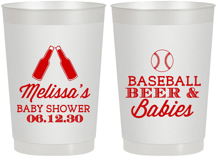 Personalized Baby Shower 22 oz Frosted Cups - Baseball Beer Diapers | 90149