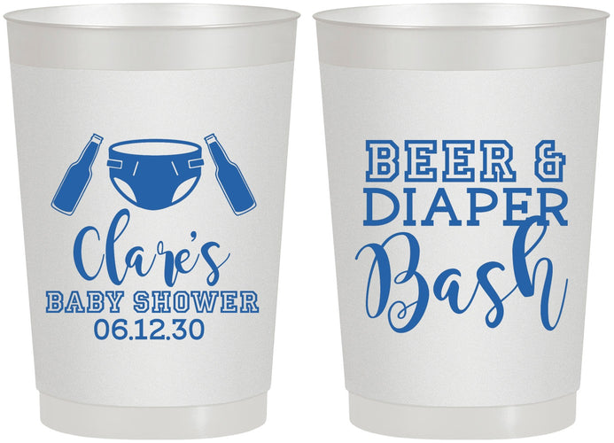 Personalized Baby Shower 22 oz Frosted Cups - Beer Diapers Bash | 90151