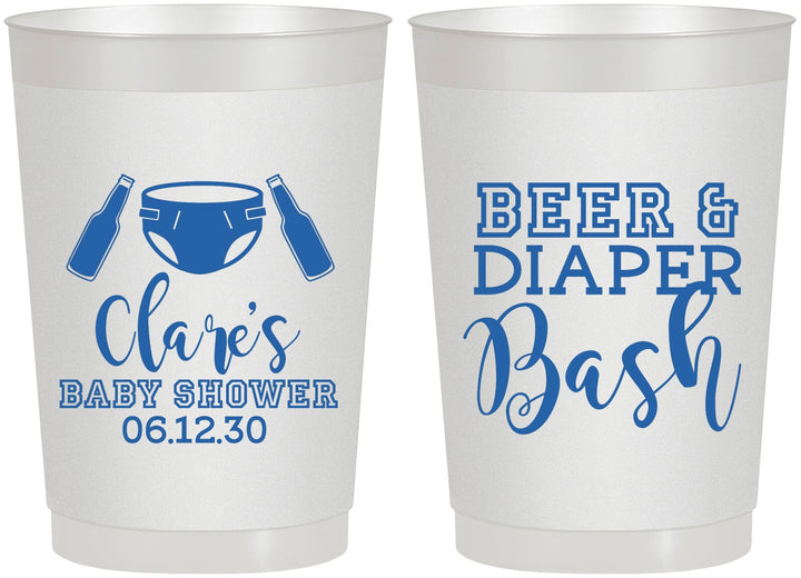 Personalized Baby Shower 22 oz Frosted Cups - Beer Diapers Bash | 90151