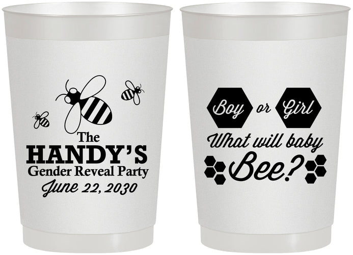 Personalized Baby Shower 22 oz Frosted Cups - Gender Reveal Bee | 90152