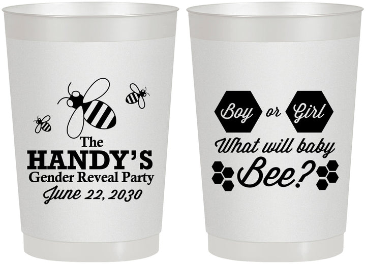 Personalized Baby Shower 22 oz Frosted Cups - Gender Reveal Bee | 90152