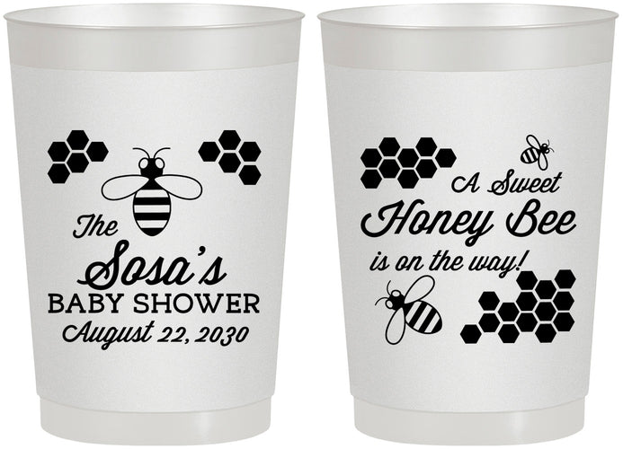 Personalized Baby Shower 22 oz Frosted Cups - Honey Bee | 90154