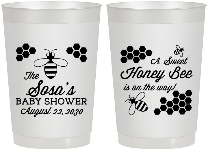Personalized Baby Shower 22 oz Frosted Cups - Honey Bee | 90154
