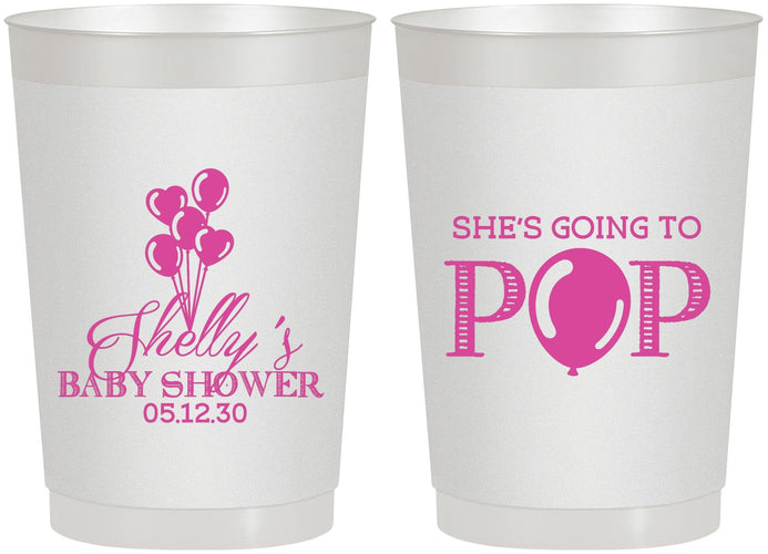 Personalized Baby Shower 22 oz Frosted Cups - Shes Going To Pop | 90157