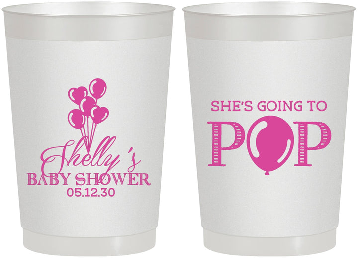 Personalized Baby Shower 22 oz Frosted Cups - Shes Going To Pop | 90157