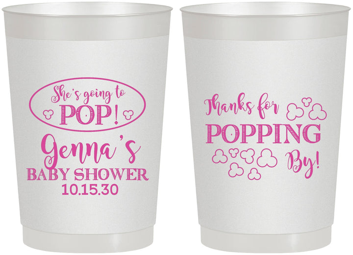 Personalized Baby Shower 22 oz Frosted Cups - Popping By | 90158