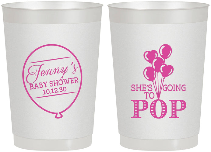 Personalized Baby Shower 22 oz Frosted Cups - Shes Going To Pop | 90160
