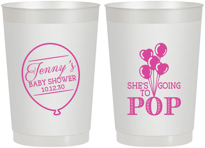 Personalized Baby Shower 22 oz Frosted Cups - Shes Going To Pop | 90160