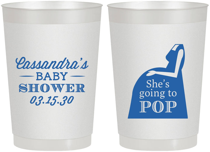 Personalized Baby Shower 22 oz Frosted Cups - Shes Going To Pop | 90161