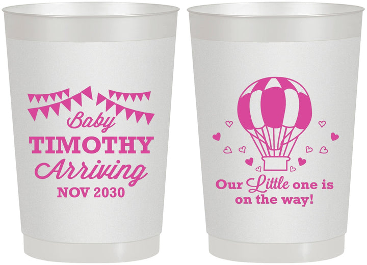 Personalized Baby Shower 22 oz Frosted Cups - Hot Air Balloon | 90162
