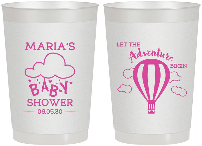 Personalized Baby Shower 22 oz Frosted Cups - Hot Air Balloon | 90164