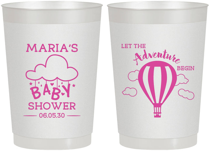 Personalized Baby Shower 22 oz Frosted Cups - Hot Air Balloon | 90164