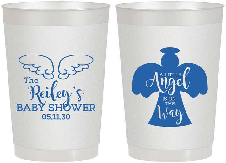 Personalized Baby Shower 22 oz Frosted Cups - Angel On The Way | 90165