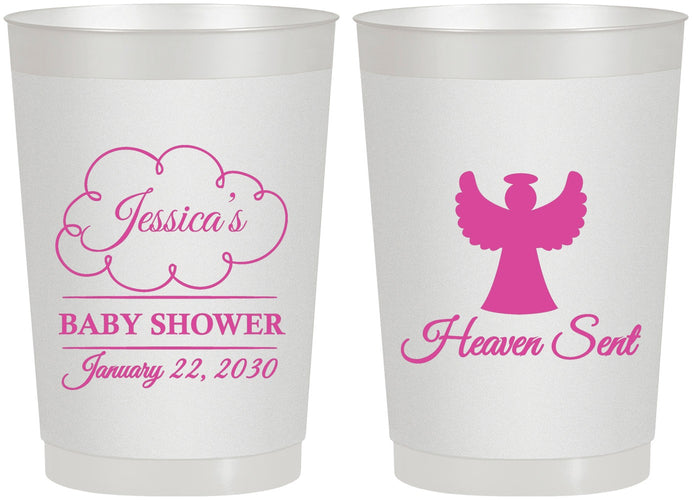 Personalized Baby Shower 22 oz Frosted Cups - Heaven Sent | 90166