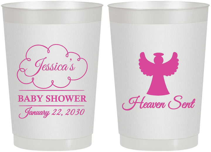 Personalized Baby Shower 22 oz Frosted Cups - Heaven Sent | 90166