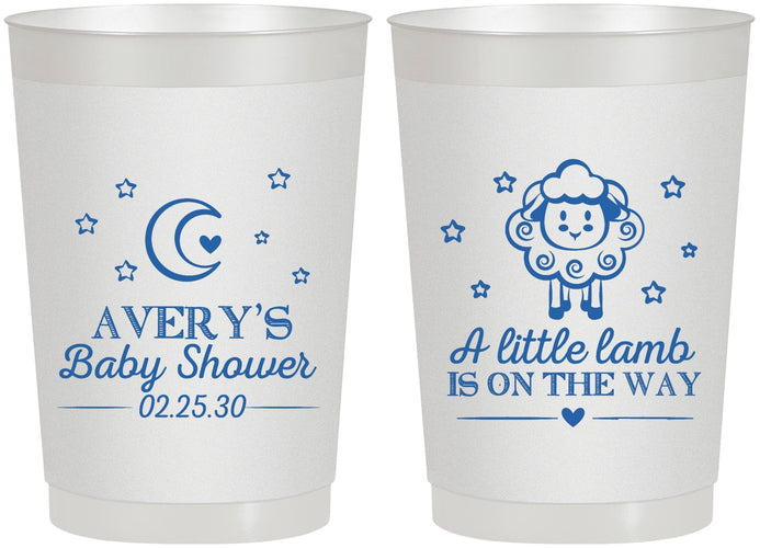 Personalized Baby Shower 22 oz Frosted Cups - Little Lamb On The Way | 90167