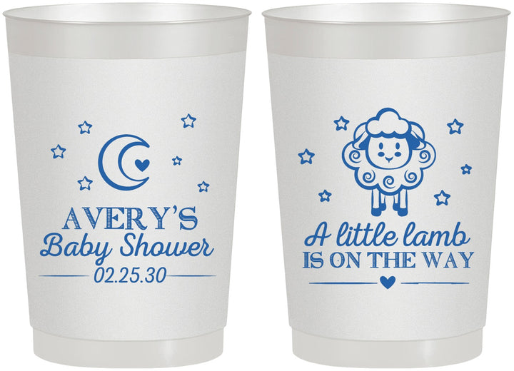 Personalized Baby Shower 22 oz Frosted Cups - Little Lamb On The Way | 90167