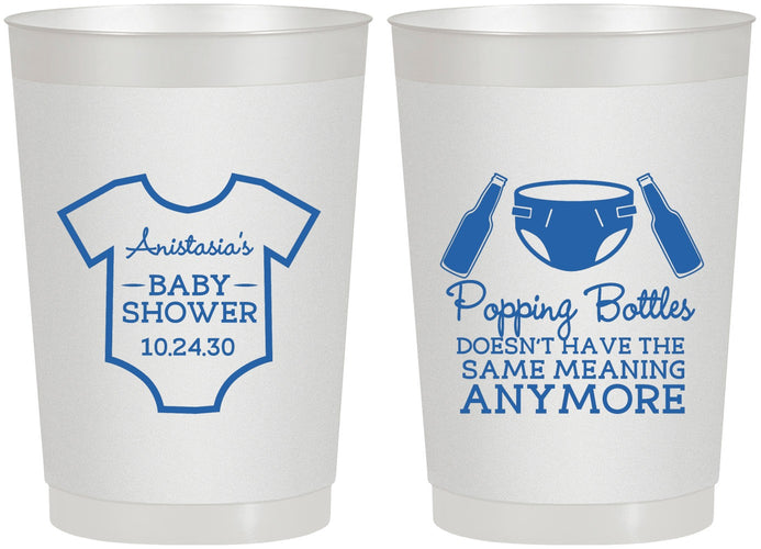 Personalized Baby Shower 22 oz Frosted Cups - Popping Bottles | 90169