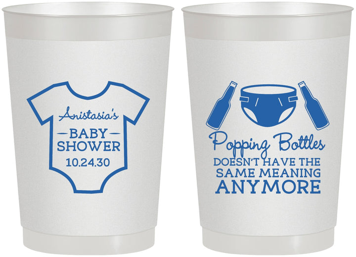 Personalized Baby Shower 22 oz Frosted Cups - Popping Bottles | 90169