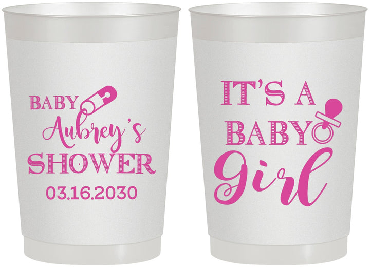 Personalized Baby Shower 22 oz Frosted Cups - Baby Girl | 90171