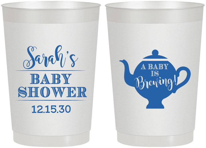 Personalized Baby Shower 22 oz Frosted Cups - Baby Is Brewing | 90172
