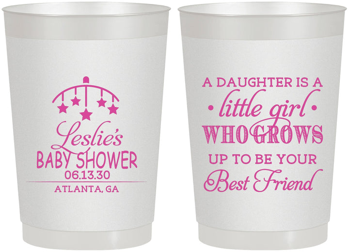 Personalized Baby Shower 22 oz Frosted Cups - Little Girls Best Friend | 90173