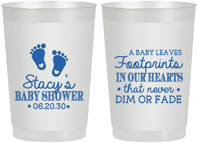 Personalized Baby Shower 22 oz Frosted Cups - Footprints | 90176