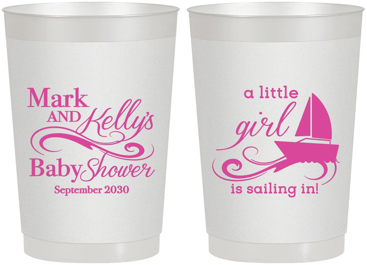 Personalized Baby Shower 22 oz Frosted Cups - Sailboat | 90178