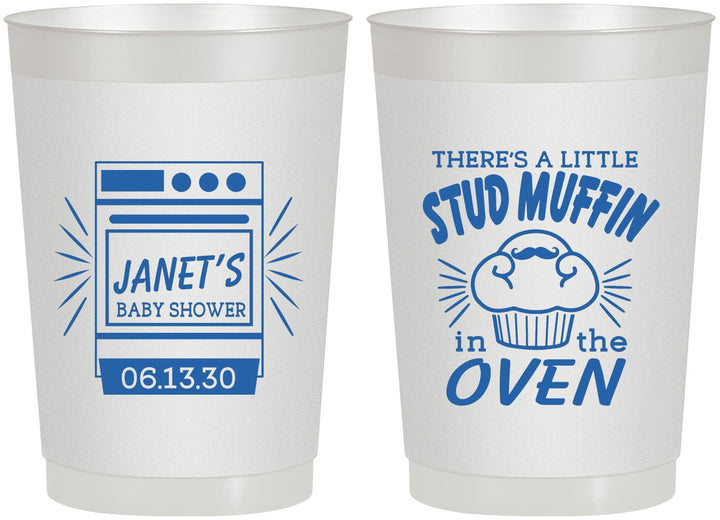 Personalized Baby Shower 22 oz Frosted Cups - Stud Muffin | 90182