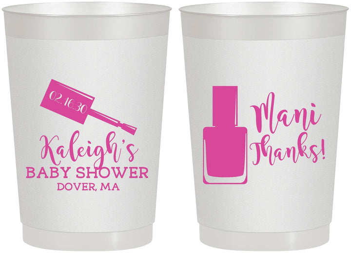 Personalized Baby Shower 22 oz Frosted Cups - Mani Thanks | 90184