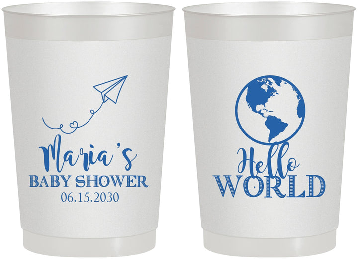 Personalized Baby Shower 22 oz Frosted Cups - Hello World | 90185