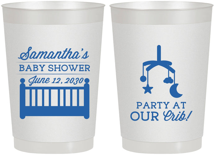 Personalized Baby Shower 22 oz Frosted Cups - Party At Our Crib | 90187