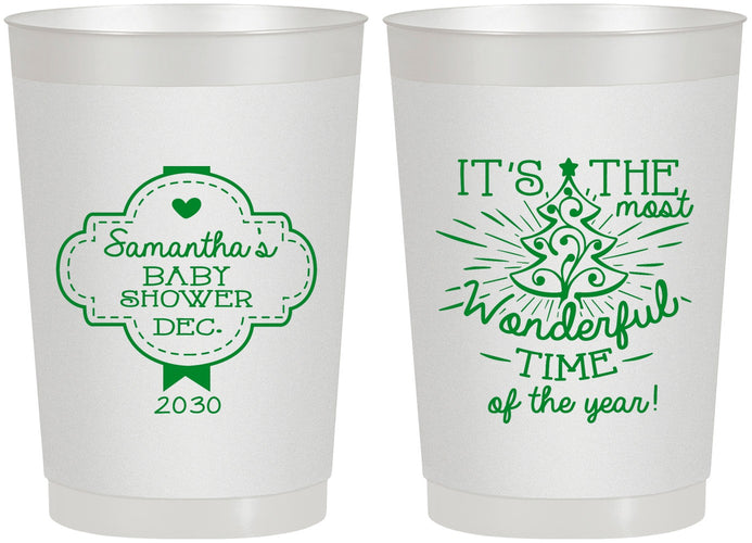 Personalized Baby Shower 22 oz Frosted Cups - Christmas | 90190